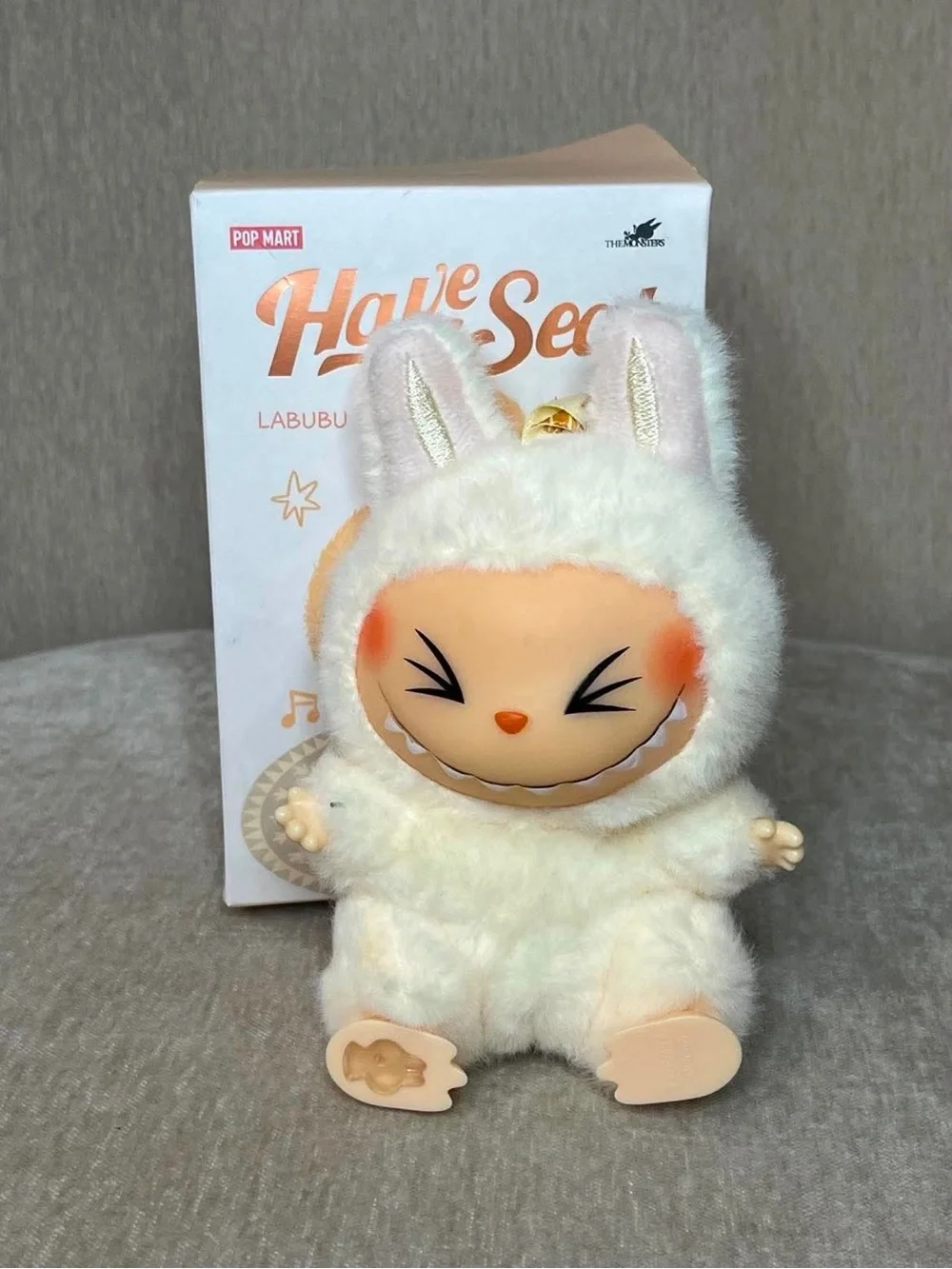 POP MART Labubu Plush Key/Card Holder – Cream Bunny Design